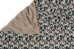 CAMO PATTERN WEIGHTED BLANKET corner open with cappuccino plush