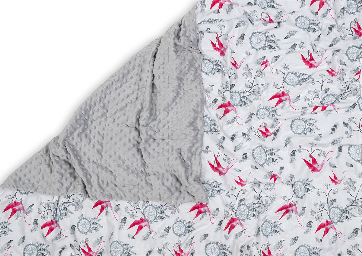 Dreamcatchers & Light Grey Plush Weighted Blanket