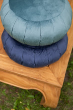 Cargar imagen en el visor de la galería, zafu pillow in mint moon and navy blue | sensory owl