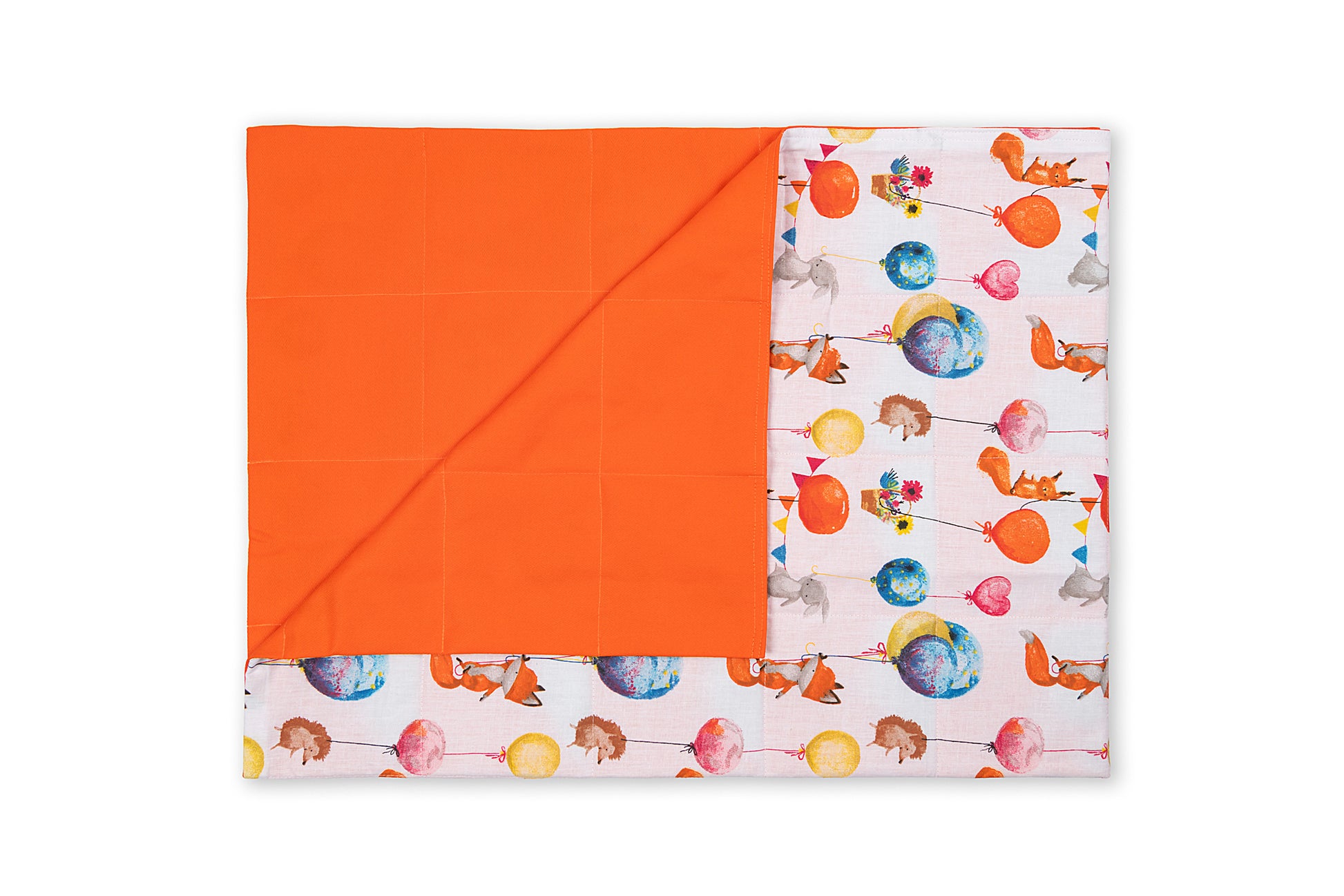 FOREST PARTY WEIGHTED BLANKET with cotton orange backing