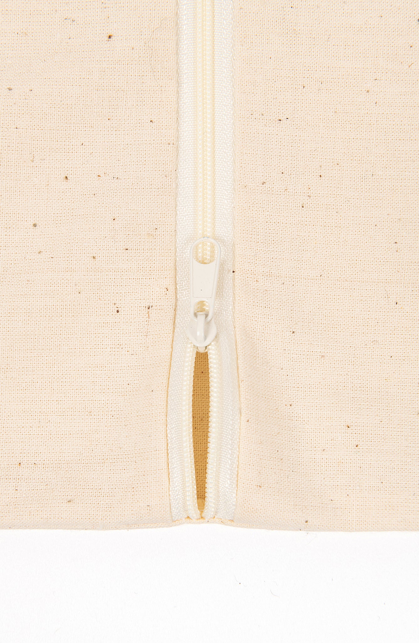 weighted blanket storing/ washing natural bag with zipper on the white background