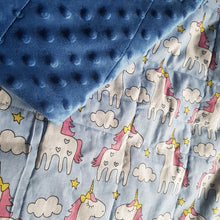 Cargar imagen en el visor de la galería, Unicorn Cotton &amp; Blue Minky Weighted Blanket