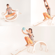 Cargar imagen en el visor de la galería, girl sitting on the ladder and a rocker by good wood playing ball 