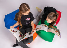 Cargar imagen en el visor de la galería, GIRLS READING BOOKS SITTING ON SQARE POUFS