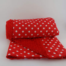Cargar imagen en el visor de la galería, Red Polka Dot &amp; Red Minky Weighted Blanket | 135x200cm, 7kg | Sensory Owl