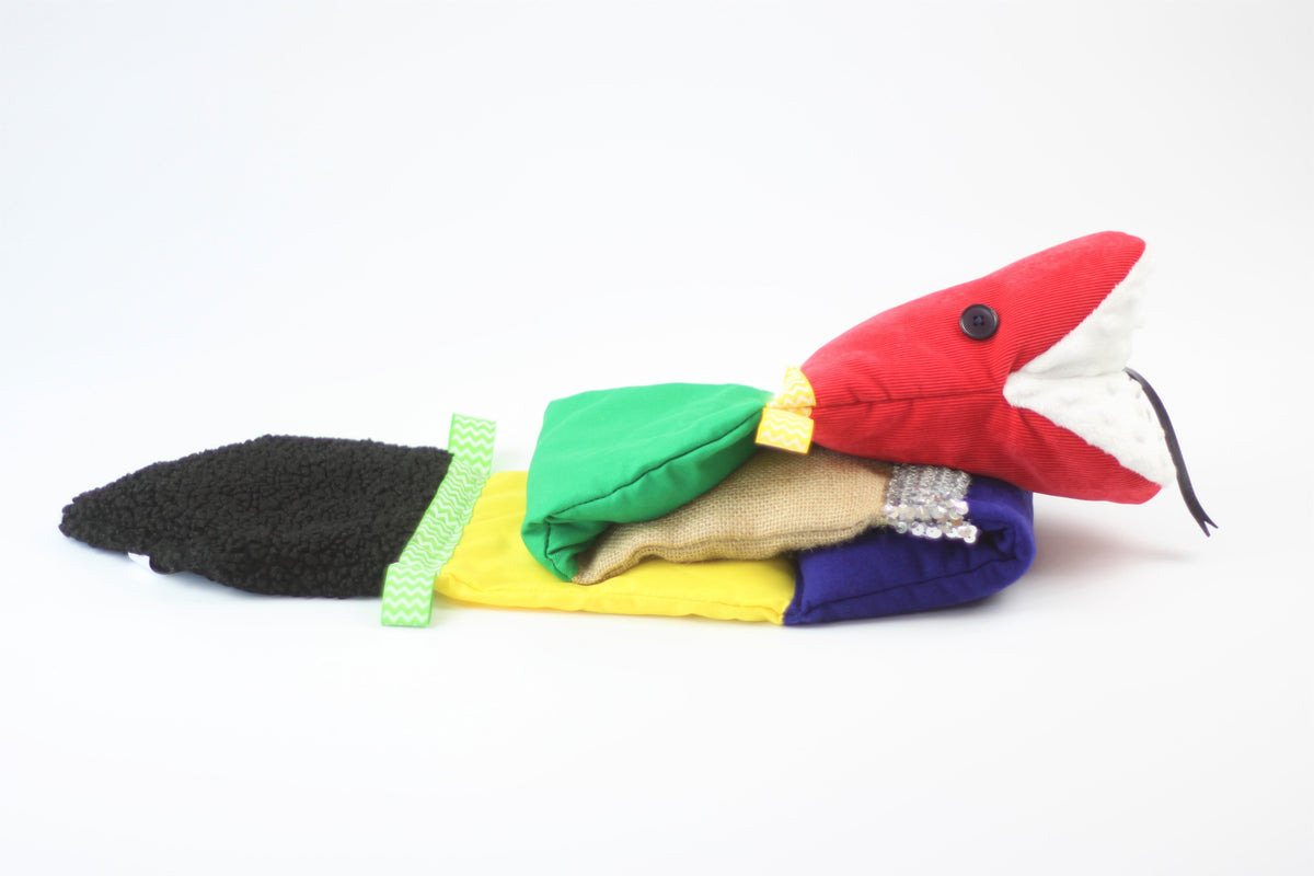 colorful weighted snake on the white background folded